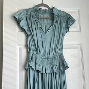 Elegant Blue Ruffled Dress